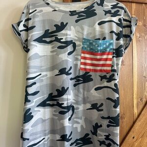 Camo T-Shirt with Flag Pocket